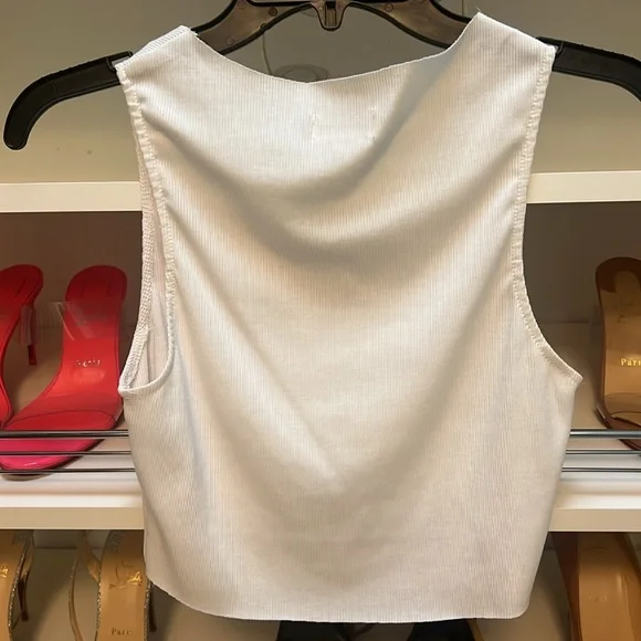 Superdown Mimi Notch Neck Tank White Size S - Picture 4 of 4